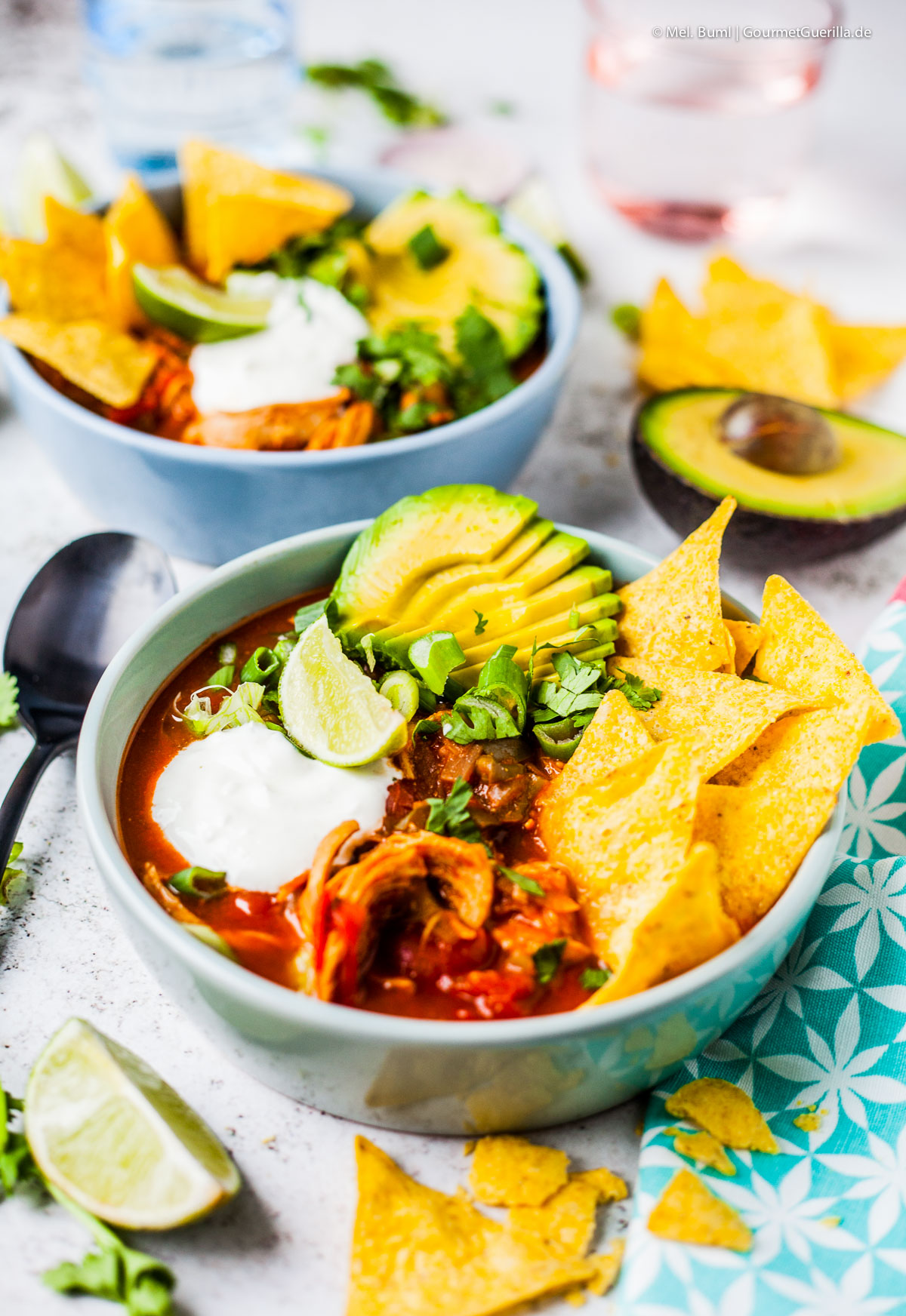 Mexican tortilla soup with avocado and chipotle. And right in the middle of the Gerolsteiner Water Week.